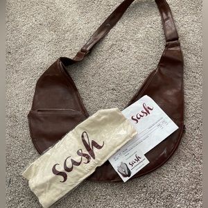 Extra Expandable Faux Leather Sash Bag in Caramel